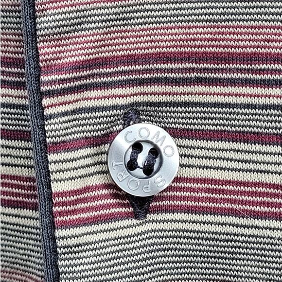 Como Sport Brown Striped Collar Short Sleeve Mens Polo Shirt size small - Picture 9 of 14